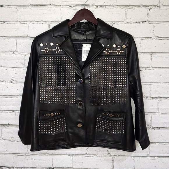 Nour Hammour Vista Studded Fringe Leather Jacket in Black - NWT - Picture 4 of 10
